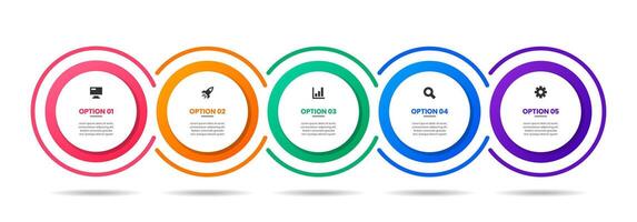Circle Infographic Element Design Templates with Icons and 5 Options. Suitable for Process Diagram, Presentations, Workflow Layout, Banner, Infographic vector