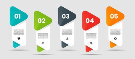 Label Business Infographic Design Templates with Icons and Five Numbers. Suitable for Process Diagram, Presentations, Workflow Layout Flow Chart, Infographic vector