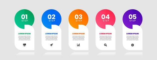 Gradient Infographic Template Presentation with Icon and 5 Steps, Can be Used for Workflow, Diagram, Presentation vector