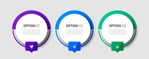 Business Infographic Template with Circle Label, Thin Line, 3 Options and Icon for Presentation vector