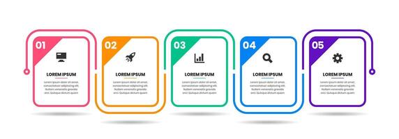 Line Infographic Element Design Templates with Icons and 5 Numbers. Suitable for Process Diagram, Presentations, Workflow Layout, Banner, Flow Chart, Infographic vector