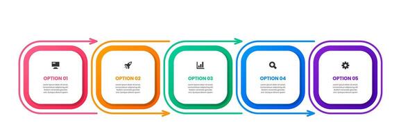 Square Infographic Element Design Templates with Icons and 5 Options or Steps. Suitable for Process Diagram, Presentations, Banner, Flow Chart, Infographic vector