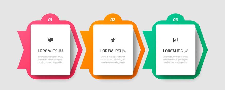 infografía etiqueta diseño modelo con rectángulo, íconos y 3 números para presentación vector