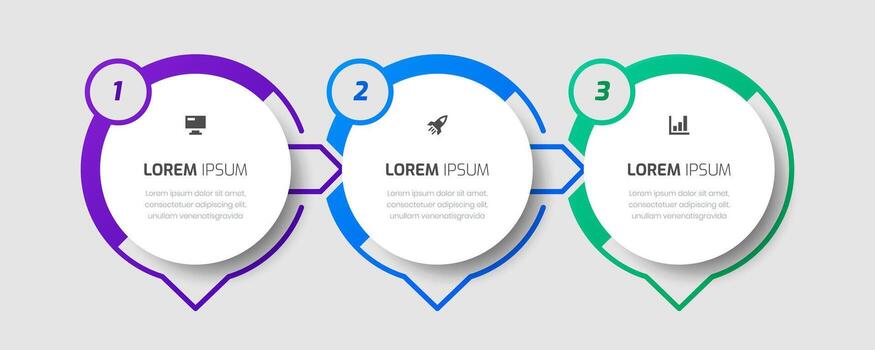 Infographic Label Design Template with Rectangle Icons and 3 Numbers for Presentation vector