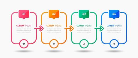 Business Infographic Template with Simple Design, Thin Line, 4 Numbers and Icon for Presentation vector