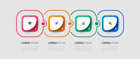 Timeline Infographic Template with Abstract Design, Icons and 4 Numbers for Presentation, Flowchart vector