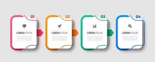 Business Infographic Template with Rounded Label, Thin Line, 4 Numbers and Icon for Presentation vector