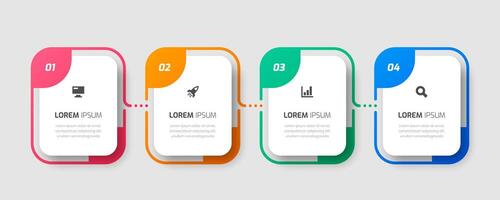 Timeline Infographic Label Design Template with Icons and 4 Numbers for Presentation vector
