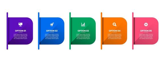 Abstract Infographic Element Design Templates with Icons and 5 Options. Good for Process Diagram, Presentations, Workflow Layout, Banner, Flow Chart vector