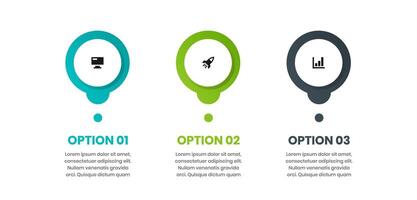 Circle Infographic Element Design Templates with Icons and 3 Options. Suitable for Process Diagram, Presentations, Banner, Infographic vector