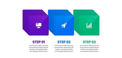 3D Infographic Element Design Templates with Icons and 3 Steps. Suitable for Presentations, Workflow Layout, Banner, Flow Chart vector