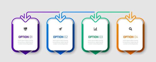 Timeline Infographic Label Design Template with Arrows, Icons and 4 Options for Process Diagram, Presentations, Workflow Layout vector