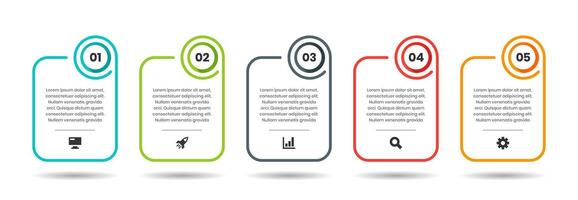 Infographic Design Templates with Icons and 5 Number. Suitable for Process Diagram, Presentations, Workflow Layout, Banner, Flow Chart, Infographic vector