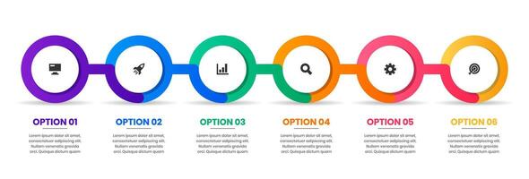 Graphic of Infographic Element Design Templates with Icons and 6 Options. Suitable for Process Diagram, Presentations, Workflow Layout, Banner, Flow Chart, Infographic vector
