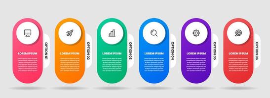 Label Infographic Element Design Templates with Icons and 6 Options. Good for Process Diagram, Presentations, Workflow Layout, Banner, Flow Chart vector