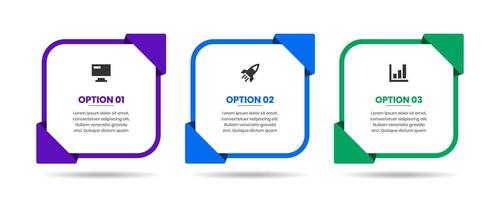 Simple Infographic Element Design Templates with Icons and 3 Options. Suitable for Process Diagram, Presentations, Workflow Layout, Infographic vector
