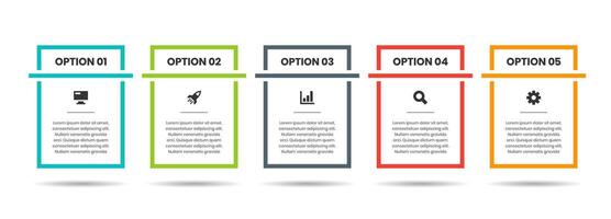 Line Infographic Element Templates with Icons and 5 Options. Suitable for Process Diagram, Presentations, Workflow Layout, Banner, Flow Chart, Infographic vector