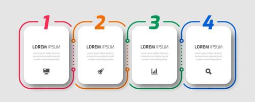 Infographic Design Template with Thin Line, Icons and Four Numbers for Presentation vector