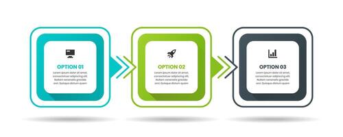 Square Infographic Element Design Templates with Icons and 3 Options or Steps. Suitable for Process Diagram, Presentations, Workflow Layout, Flow Chart vector