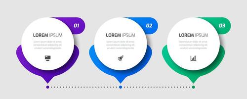Timeline Business Infographic Template with Circle Label, 3 Numbers and Icon for Presentation vector
