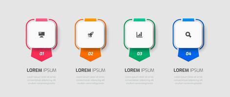Infographic Label Design Template with Square, Icons and 4 Options for Presentation vector