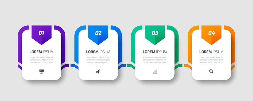 Infographic Label Design Template with Rectangle, Icons and 4 Numbers for Presentation vector