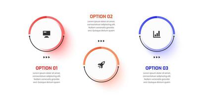 Business Infographic with Circle Label, Icon and 3 Option. Suitable for Workflow, Diagram, Chart, Presentation vector