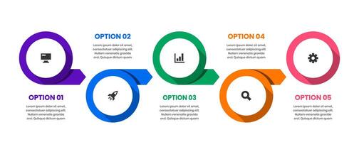 Infographic Element Templates with Icons and 5 Options. Suitable for Process Diagram, Presentations, Workflow Layout, Banner, Flow Chart, Infographic vector