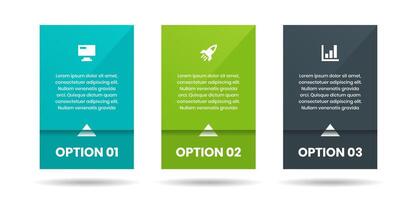 Rectangle Infographic Element Design Templates with Icons and 3 Options. Suitable for Process Diagram, Presentations, Workflow Layout, Banner, Flow Chart vector