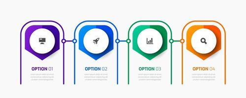 Timeline Infographic Label Design Template with Icons and 4 Options for Presentation vector