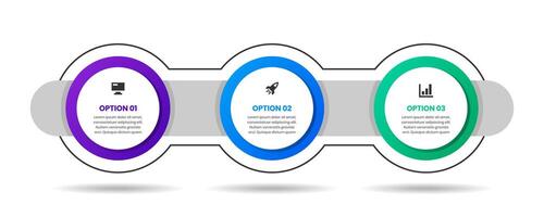 Circle Infographic Element Design Templates with Icons and 3 Options. Suitable for Process Diagram, Presentations, Workflow Layout, Banner vector