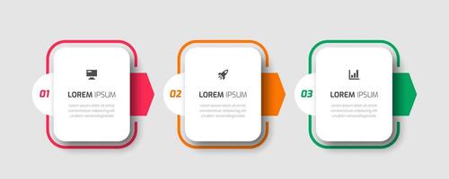 Business Infographic Template with Rounded Label, Thin Line, 3 Numbers and Icon for Presentation vector