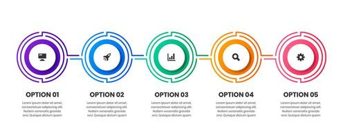 Timeline Infographic Element Design Templates with Icons and 5 Options. Suitable for Process Diagram, Presentations, Workflow Layout, Banner, Infographic vector