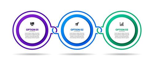 Circle Infographic Element Design Templates with Icons and 3 Options. Suitable for Process Diagram, Presentations, Workflow Layout vector