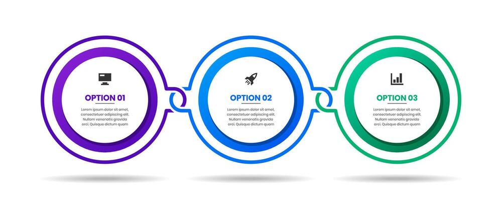 Circle Infographic Element Design Templates with Icons and 3 Options. Suitable for Process Diagram, Presentations, Workflow Layout