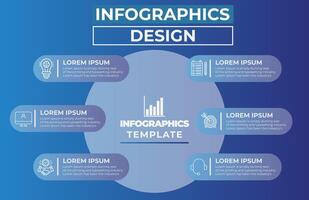 Modern Clean Infographic Design With Icon, Graphics Element, Step. Infographics Step and Element Design For Business presentation, Research and wallpaper, brochure, social media post etc vector