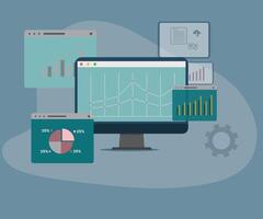 Data visualization on computer screen vector
