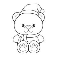 cute teddy bear with christmas hat character illustration design vector