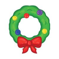 Christmas wreath with a red bow. illustration on a white background. vector