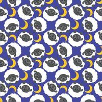 Seamless pattern with cute sheep and moon. illustration. vector
