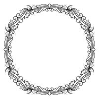 Oval floral frame. monochrome linear border. Decorative element for design vector