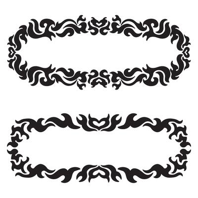 Set of decorative frames in black and white colors. illustration.