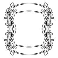Illustration of floral frame with copy text space, vintage line drawing. vector