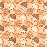 Bread and pastries pattern design vector