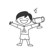 a boy holding a trophy and smiling vector