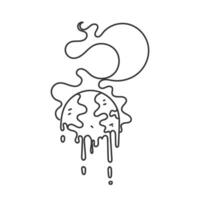 melting globe line drawing vector