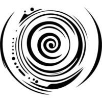 Tattoo emblem of spiral concentric circles in space in monochrome. Engraving minimalistic image in black ink drawing on white background vector