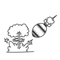 doodle missile and explosion in cartoon style vector