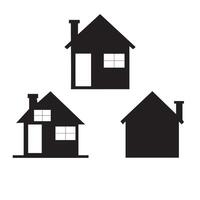 Minimal Black House Silhouette on White Background. vector