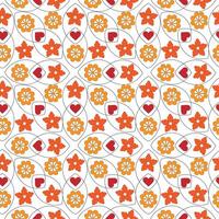 Elegant Floral and Heart Seamless Pattern with Geometric Leaf Motifs for Decorative and Textile Use. vector